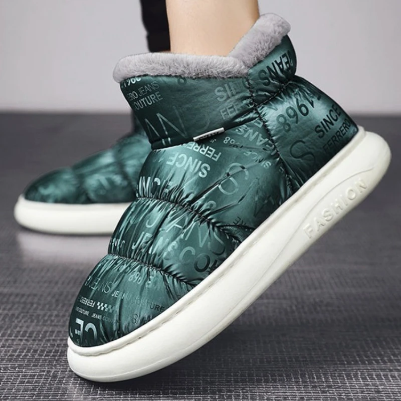 

​ 2025 зимние непромокаемые мужские зимние ботинки на меховой подкладке, утолщенная хлопковая обувь с плюшевой изоляцией для холода, противоскользящая водонепроницаемая конструкция ​