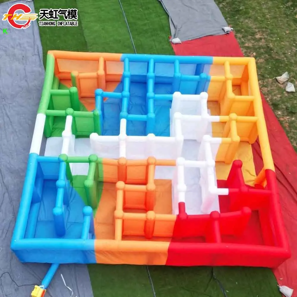 

Быстрая доставка 8x8x2mH красочный надувной лабиринт полевая арена открытый выдувной лабиринт бирка карнавальная спортивная игра с воздуходувкой для продажи