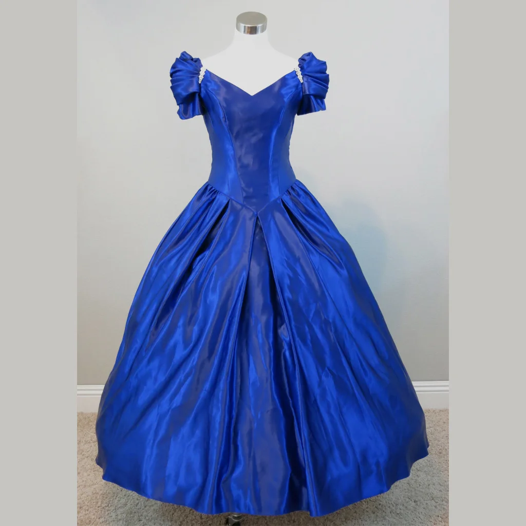 

Historical Victorian Blue Taffeta Dress Civil War Southern Belle blue ball gown 19th century Victorian fashion vintage dress