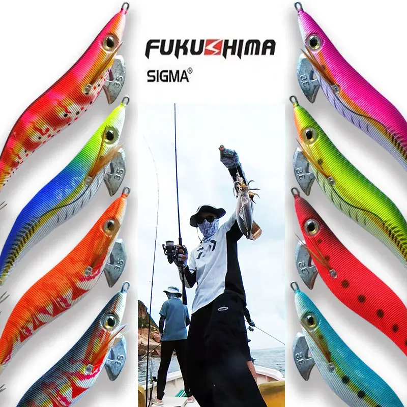 FUKUSHIMA 2.5 3.0 3.5 LURE FISHING WOOD SHRIMP BAIT CUTTLEFISH