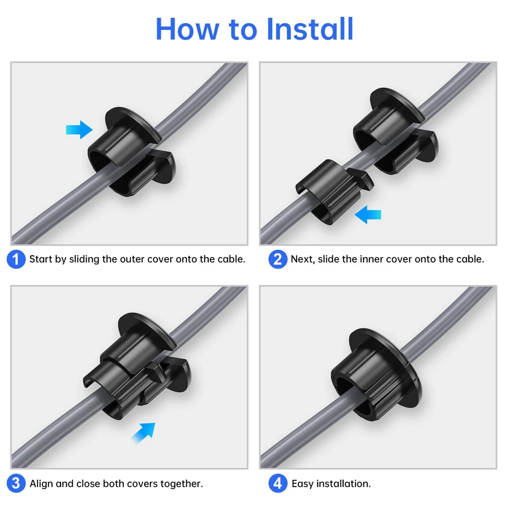 Starlink 라우팅 키트용 벽 구멍 케이블 피드 스루 부싱, 이더넷 케이블 그로밋 온 벽 부싱 어댑터, 1 인치, 2 개