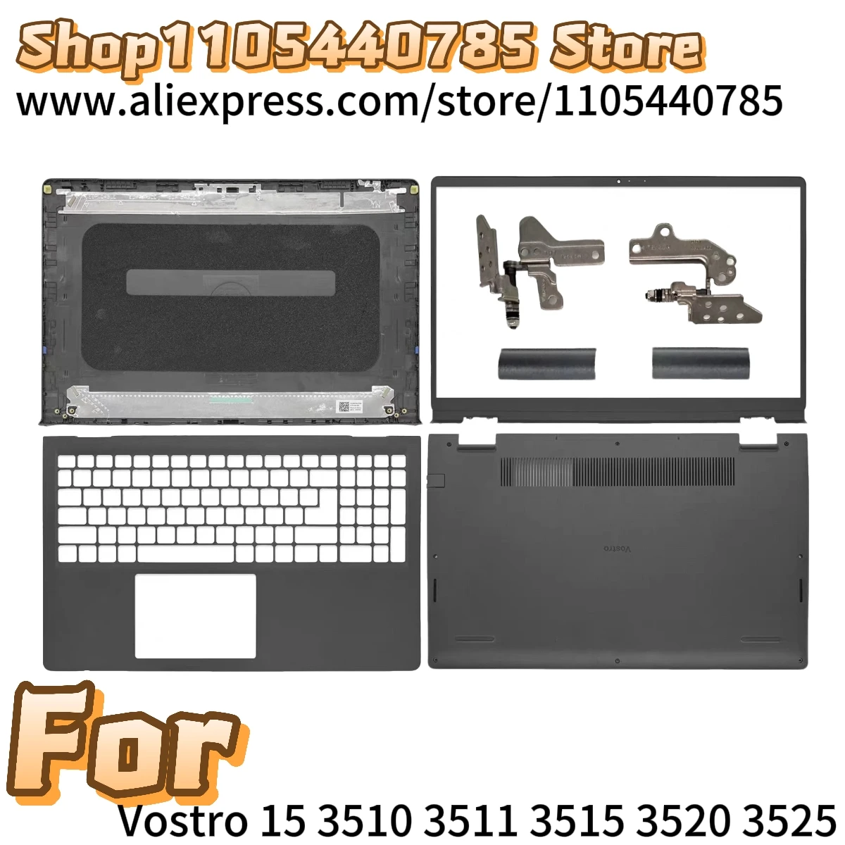 Nouveau pour Vostro 15 3510 3511 3515 3520 3525 – Coque arrière LCD / Châssis supérieur / Cadre avant / Repose-poignets / Boîtier inférieur / Charnières / Cache-charnières