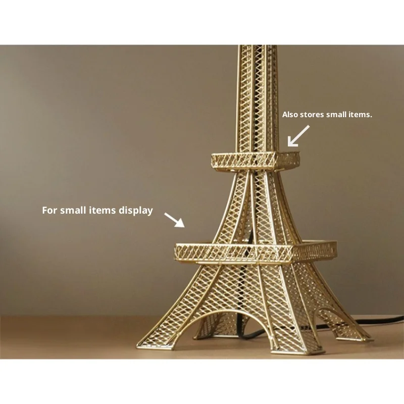 Eiffel Tower desk lamp, bedroom bedside lamp, light luxury high-end feeling, Wabi Sabi style, warm study decoration lamp