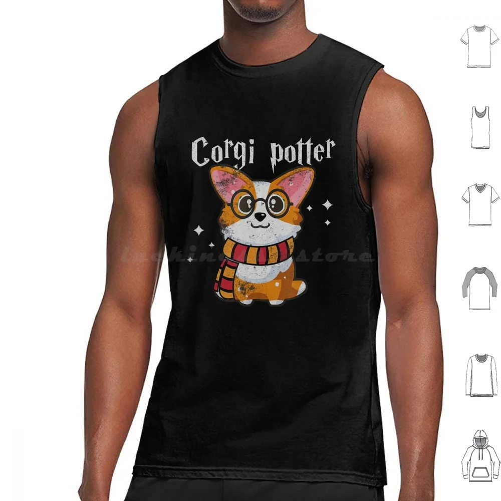 Corgi Potter Funny Dog Essential T-Shirt Tank Tops Print Cotton Puppies Dog Mom Dog Mother Corgi Dog Corgi Funny Dog
