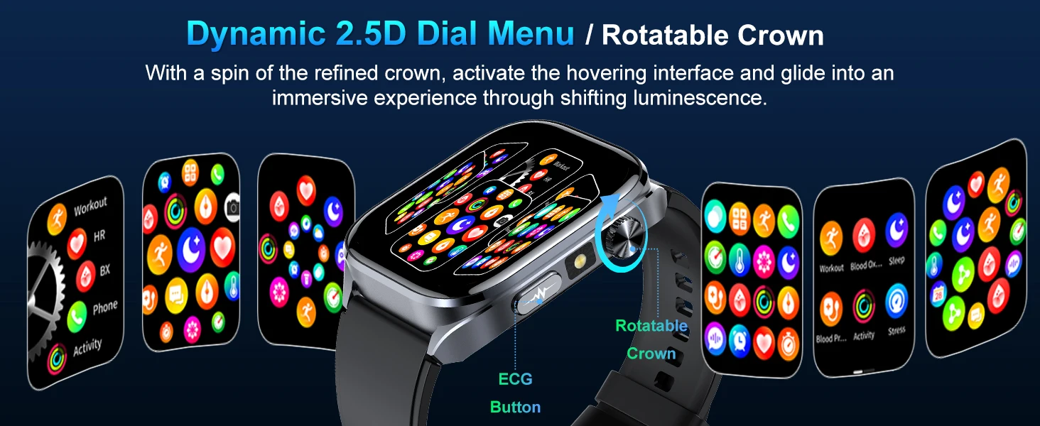 Marsyu AI Smartwatch EKG+HRV Sauerstoff Blutfette Harnsäure Mikro-Untersuchung Taschenlampe 2.5D UI Sprachanruf Smartwatch für Männer und Frauen – Detail 3