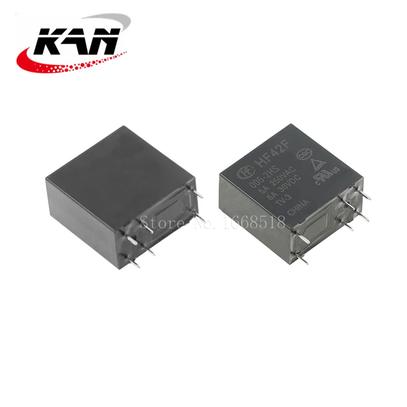 Imagem -03 - Relé de Potência Hf42f0052hs Hf42f-012-2hs Hf42f-024-2hs 5vdc 12vdc 24vdc 5a 250vac 6pin Original Novo 100 Pcs