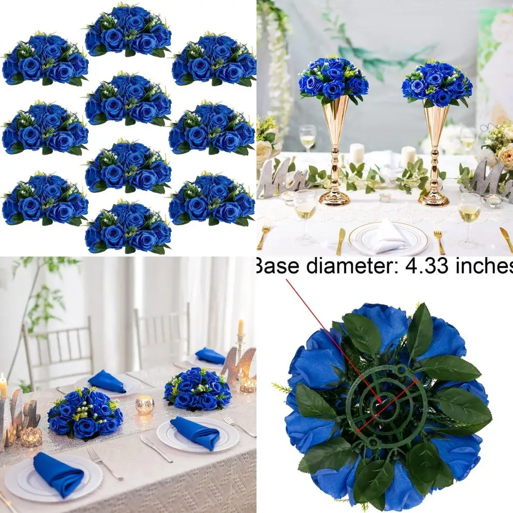 

Центральные детали королевского синего цветочного шара для свадебных и помолвочных столов, упаковка из 10 элегантных украшений стола