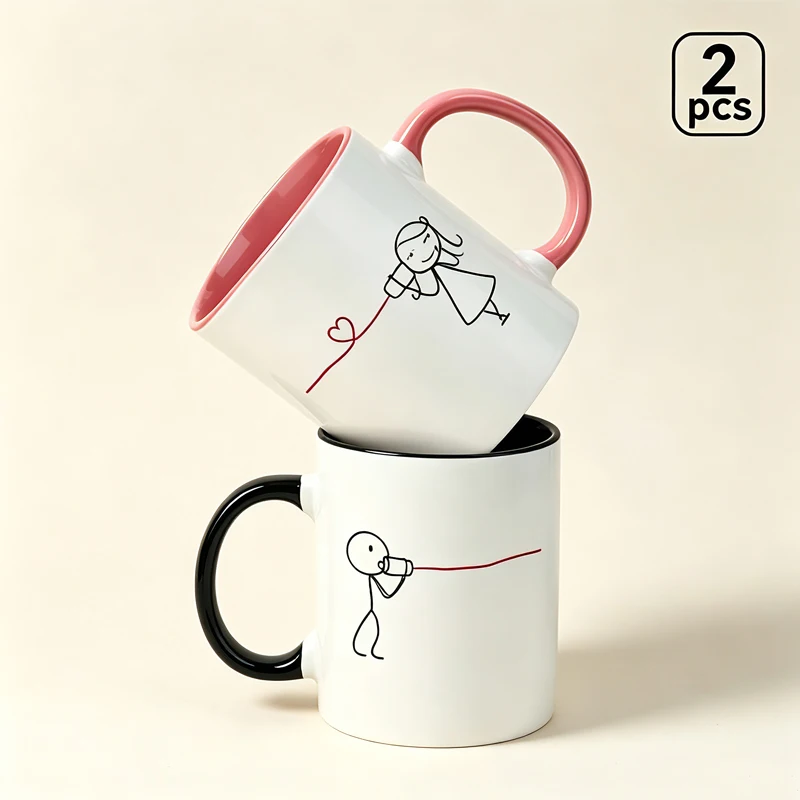 Two 11oz couple coffee mugs to express your love, a perfect gift for couples, a wedding gift, or a Valentine's Day present.