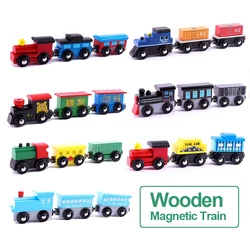 1Set Wooden Magnetic Train Wooden Railway Track Cars Truck Wood Track Accessories Fit for Wooden Tracks Toys For Kids Gifts B72