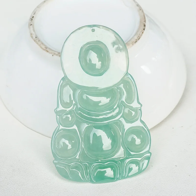 Natural Myanmar Mine Timber Jade Goddess of Mercy Pendant