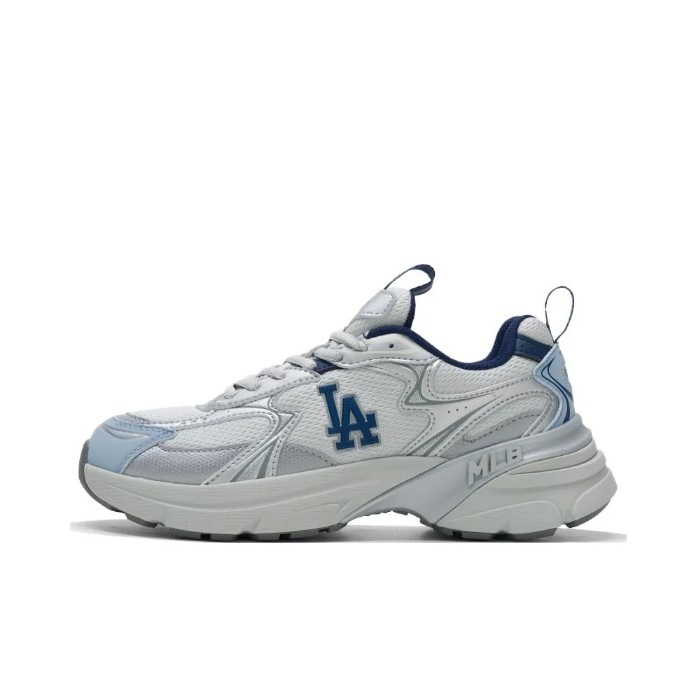 POIZON MLB Los Angeles Dodgers Tênis de corrida de couro sintético de cano baixo unissex cinza