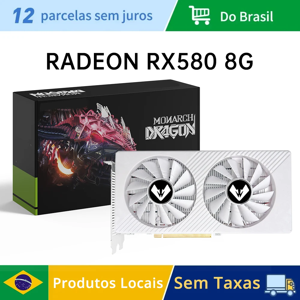 Mogol radeon rx580 8g placa gráfica memória gddr5 256bit pcie3.0x16 amd placa de jogos hdmi-compatível dp para componentes de computador