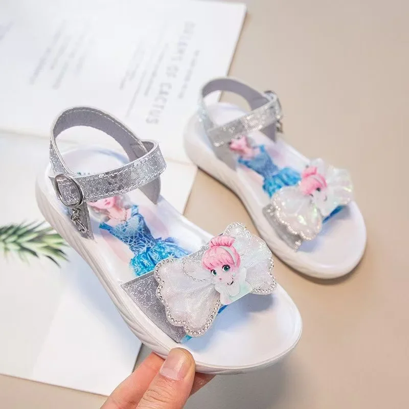 New Kids Girl Summer Shoes Cartoon Frozen Elsa Sandals Baby Kid Casual Children Princess Dance Crystal Soft Party Slippers 26-37