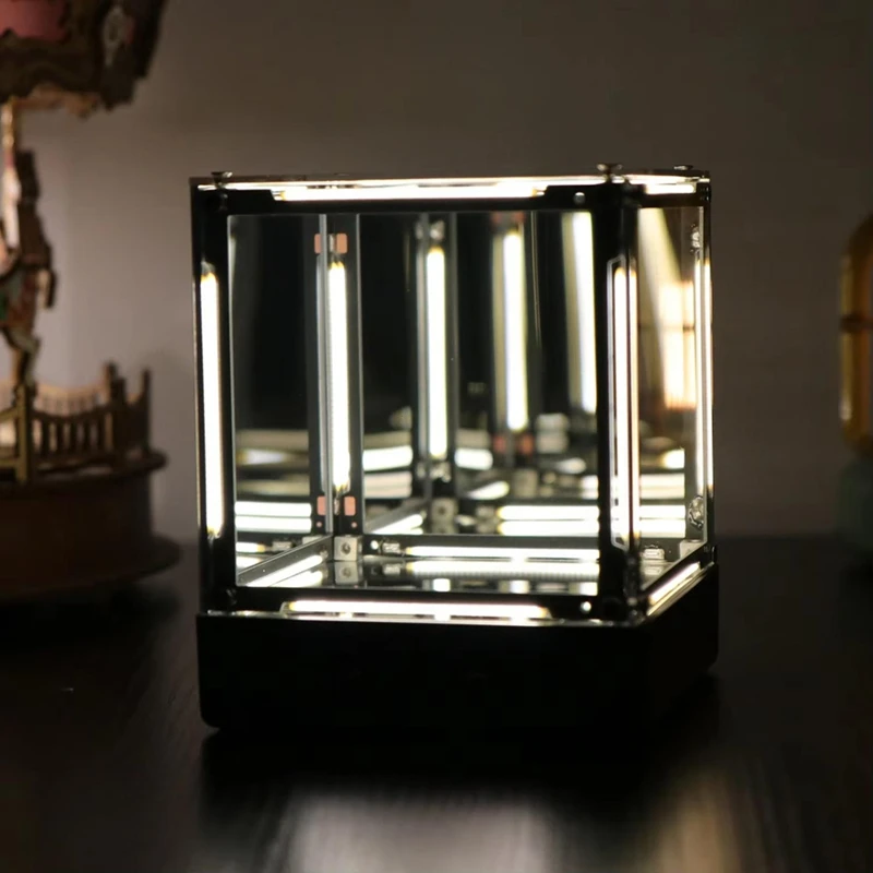 DT16 Space Hypercube Night Light Atmosphere Lamp, 4D Esports Room for Cube Figurine Desk Decorator, White Light Acrylic Gift