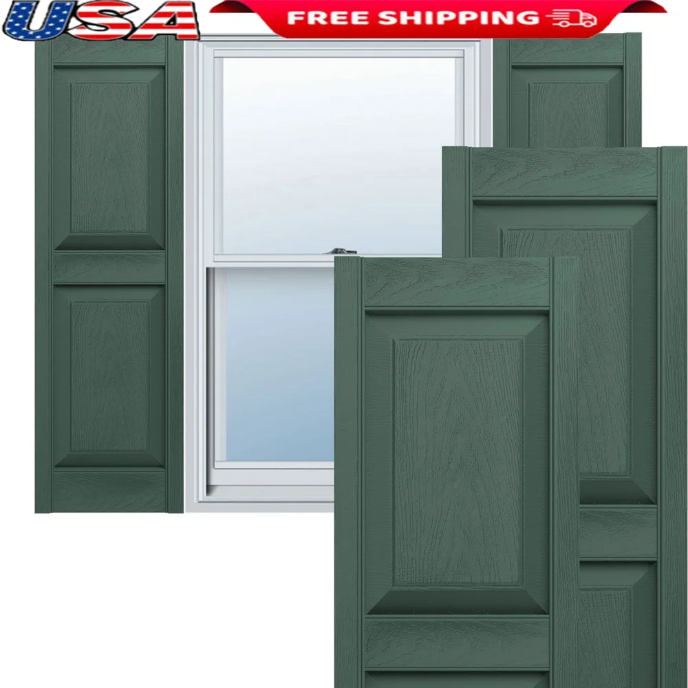 

Lifetime Vinyl Raised Panel Shutters Two Equal Panels Exterior Window Shutters with Installation Hardware Water Resistant