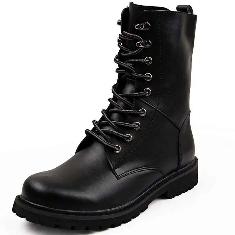 Botas de cuero cálidas para hombre, zapatos de vaquero, informales, talla 38-48, Invierno