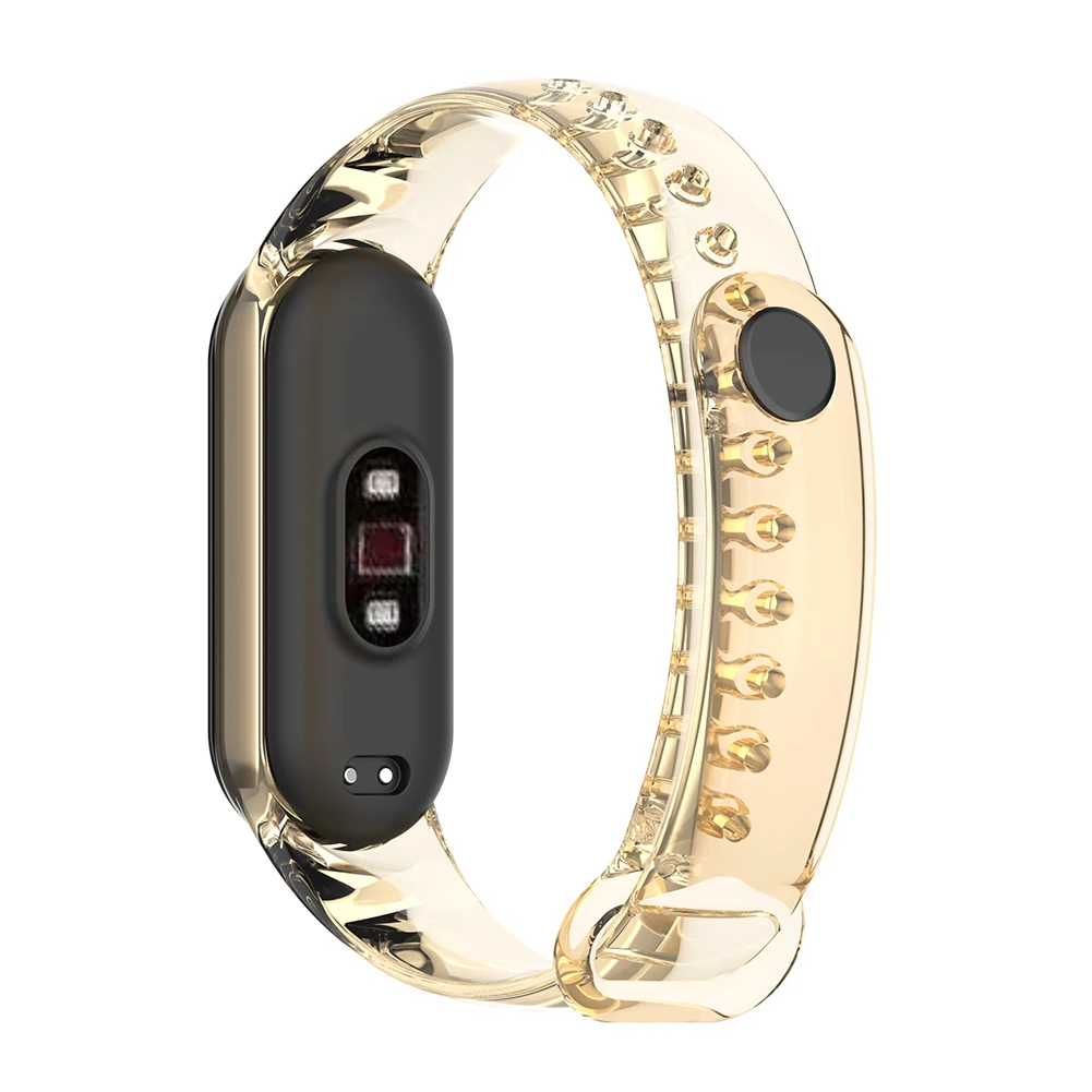 Correa para Xiaomi Mi Band 7 6 5 4 3 pulsera transparente con luz que cambia de Color para Xiaomi MiBand 5 correas de repuesto de silicona