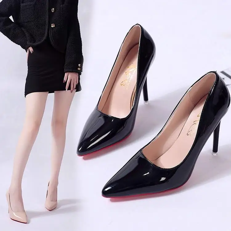 High Heel Pointed Toe Stiletto Red Bottom Fashion Women\'s Shoes Shallow High Heels Red Bottom High Heels Lolita Shoes