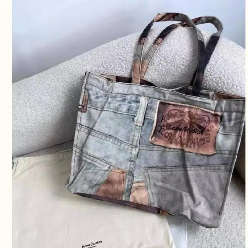 

Bloom Vintage Large Capacity Tote Bag Women New High Street Patchwork Casual Handbag Purse Female Retro Shoulder Bags Bolsos