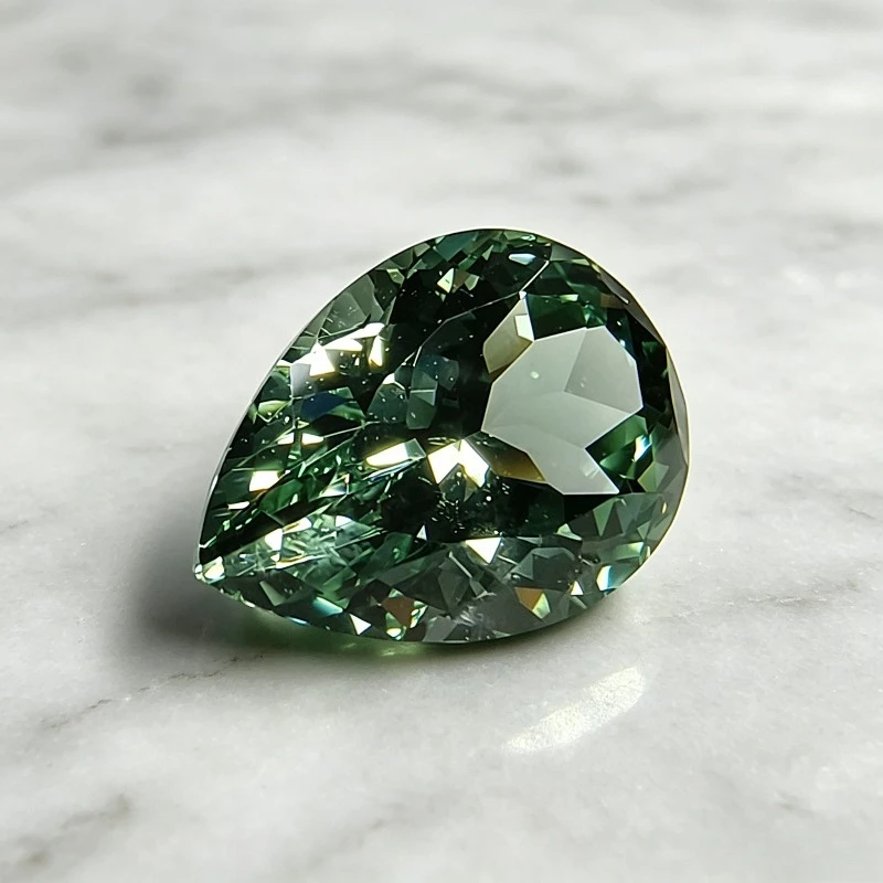 Laborgezüchteter Saphir in Birnenform, grüne Farbe, Edelstein-Anhänger für DIY-Schmuck, Ring-, Halsketten- und Ohrringherstellung, wählbares Zertifikat – Detail 3