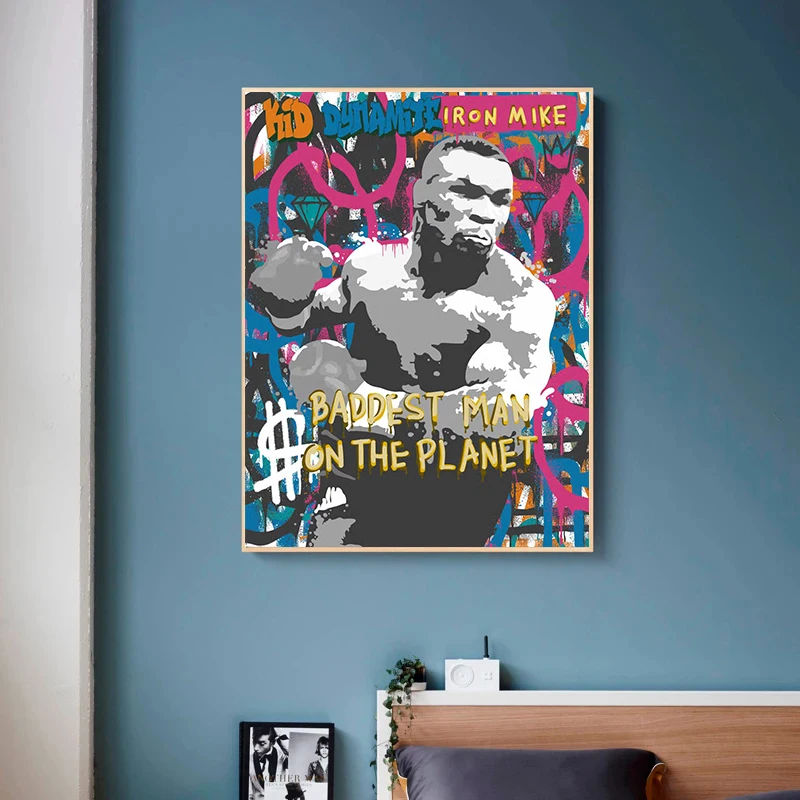 Graffiti Street Mike Tyson Boxing Legend Pop Art Posters and Print Abstract Boxer Canvas Painting Wall Picture Room Home Decor