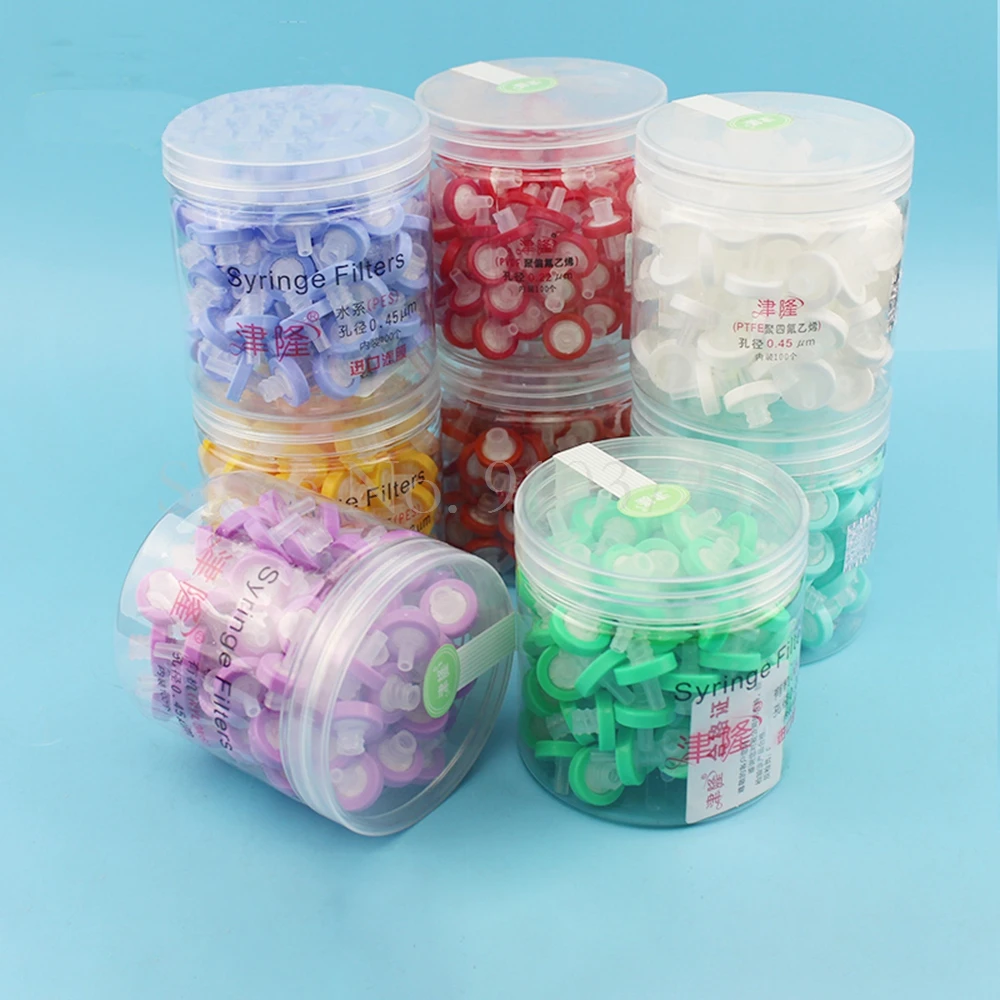 100 Stks/doos Lab 13Mm/25Mm Mce/Nylon/Ptfe Millipore Membraan Spuit Filter, 0.22 Of 0.45um Naald Filter Lab Equiptment