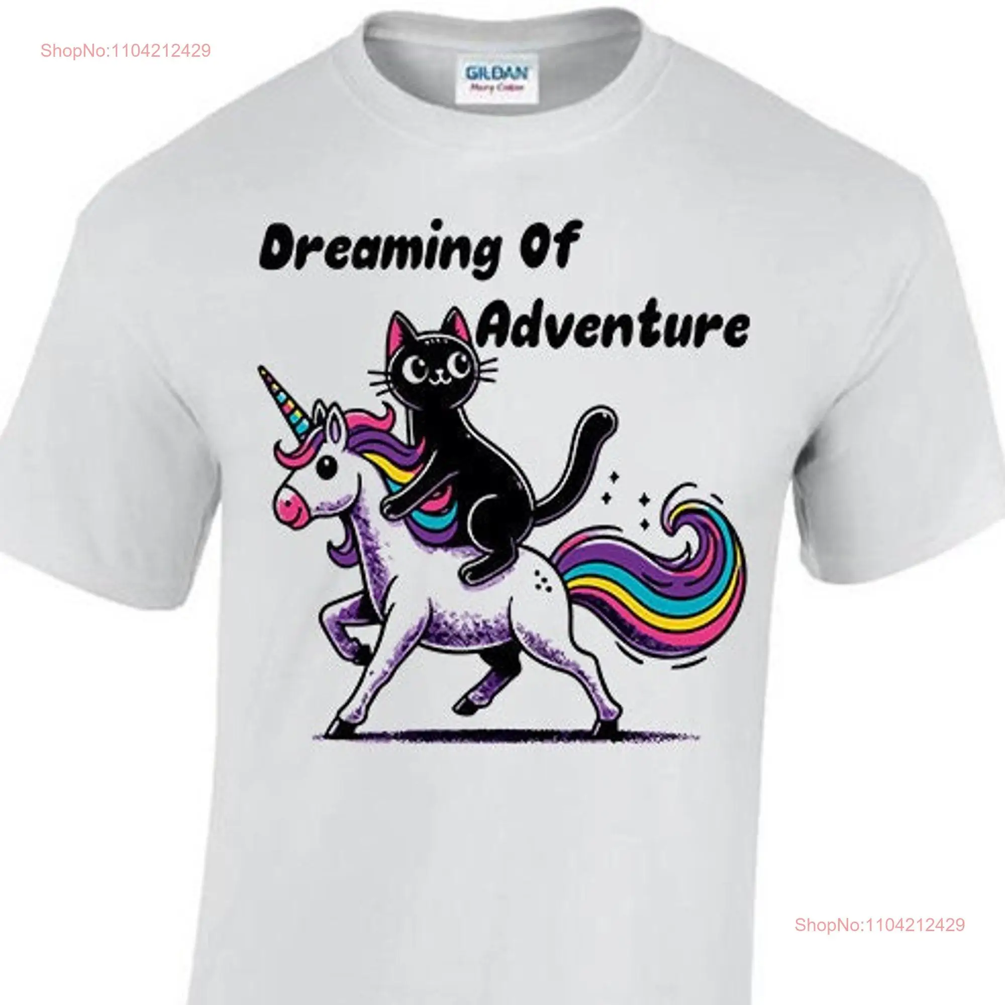 Dreaming Of Adventure with Cats and Unicorns T shirt Black White Red Purple Green Navy Grey S M L XL XXL 3XL 4XL 5XL