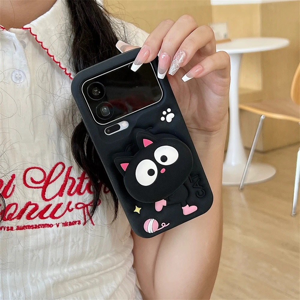 Niedliche 3D-Cartoon-Handyhülle mit schwarzer Katze, weiche Silikonhülle für Xiaomi 17 Pro Max, stoßfeste Schutzhülle mit Ständerfunktion, Fundas – Detail 6