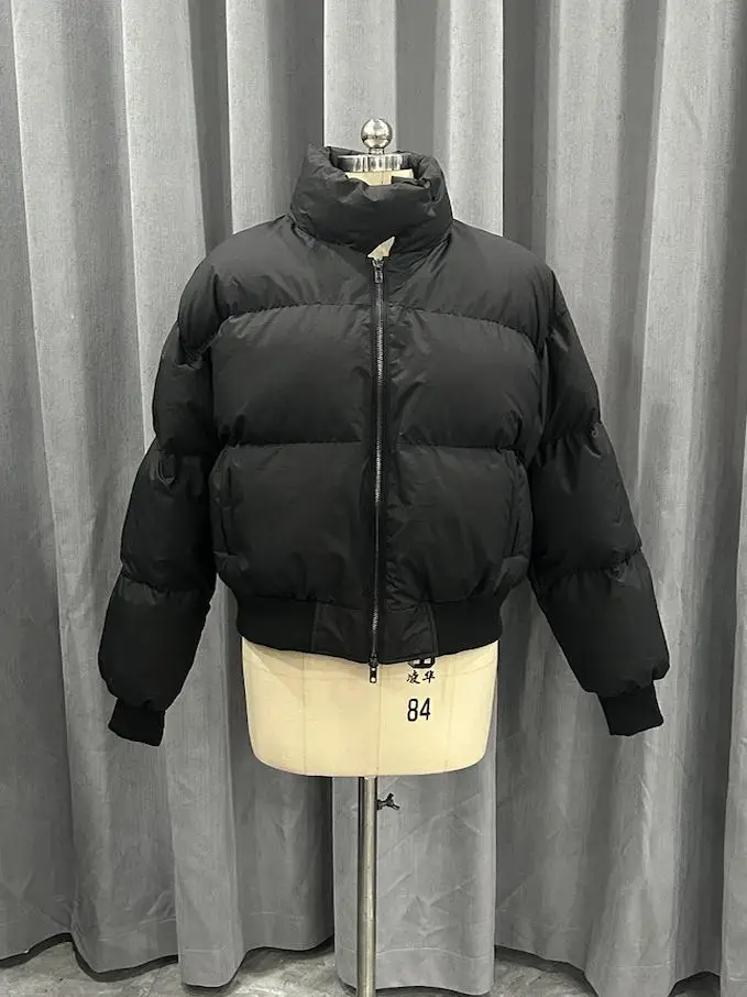 جيني الخريف الشتاء العمل الثقيل Bla الوقوف طوق مزدوج سستة طويلة Sve ort الخبز Sle القطن Jaet المرأة Faion #4