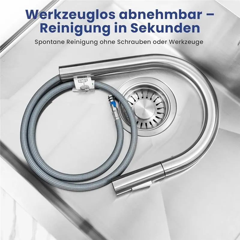 

【A08I】Sofety Series Kitchen Tap With Pull-Out Shower 360° Swivel Stainless Steel Kitchen Mixer Tap Water Mixer Copper Faucet