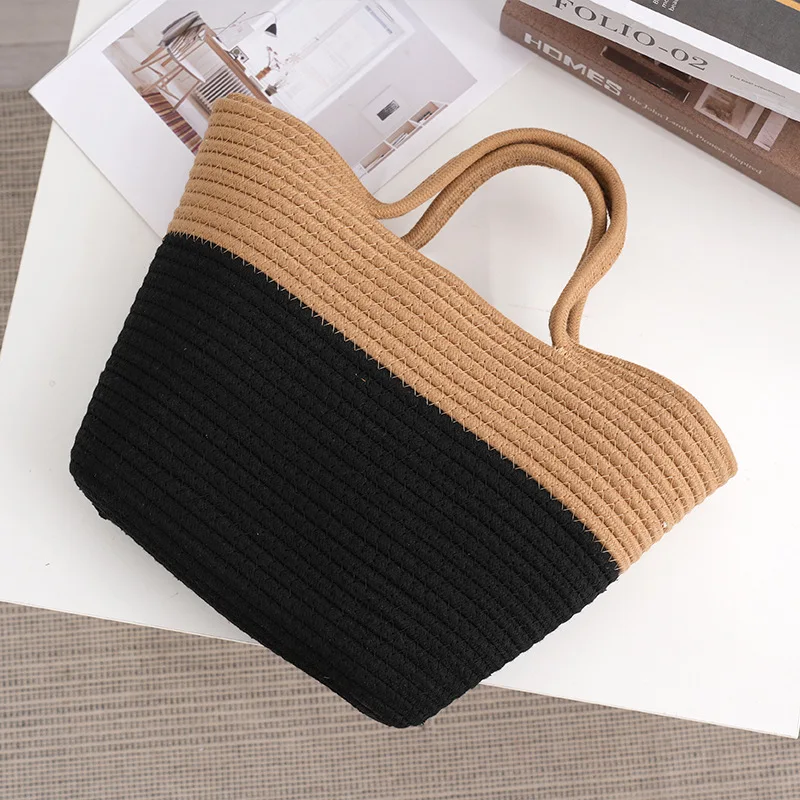 ISKYBOB Weave Tote Bags Large Shopping Bags Female Bohemian Shoulder Bags for Women 2023 Summer Beach Straw Handbags Casual Lady