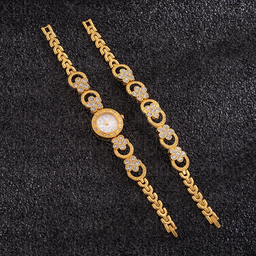 

Women Bracelet Watches Set 2025 Top Brand Luxury Gold Alloy Quartz Wrist Watches 2pcs Fashion Elegant Ladies Watches reloj mujer