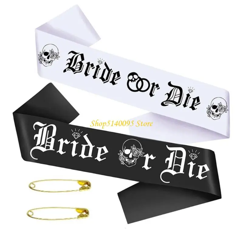 

DXAE Bride or Die Sash for Bridal Shower Bachelorette Party Wedding Engagement Party Satins Sash with White Lettering