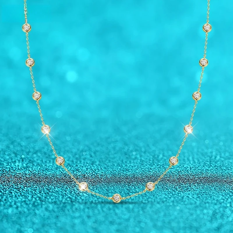 

2cttw Genuine Moissanite Tennis Necklace For Women Bubble Full Diamond Pendant Men Chains S925 Sterling Silver Wedding Jewelry