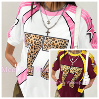 Leopard 77 T-shirt Women Summer Sexy Oversized V-neck T-shirt Harajuku Trend Short Sleeve Comfortable Ladies Streetwear Tops