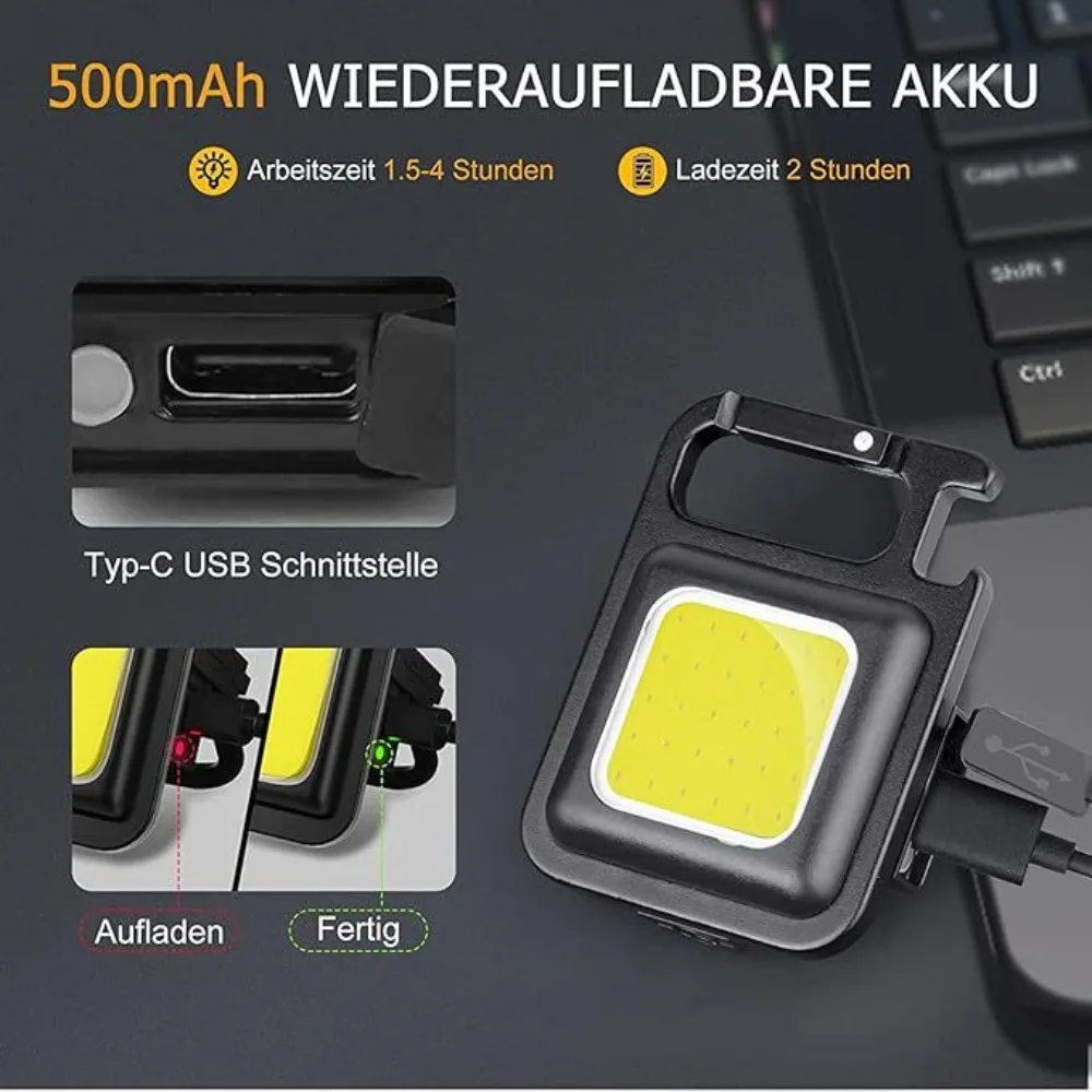 Multifunctional Keychain Light Mini Portable Portable OutdoorCamping FlashlightRechargeable Strong Magnetic Emergency Work Light