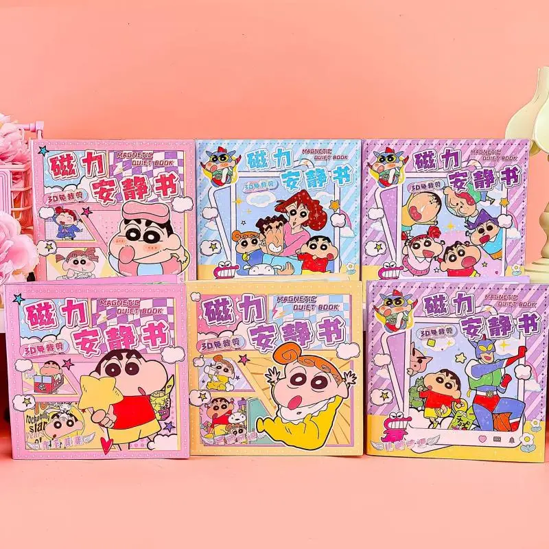 Cartoon Kawaii Shinchan Quiet Book Anime Cute Crayon Shinchan Diy No Cropping Required Magnetic Children Toys Creative Girl Gift