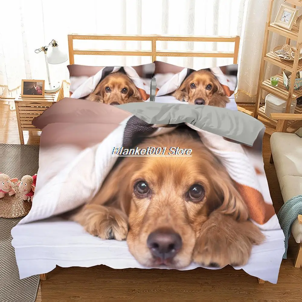 

2/3pcs Home Textile Cute Puppy Print Duvet Cover Full Size 200*240 Double Bedding Set Queen Dog Pattern Quilt Cover Pillowcase