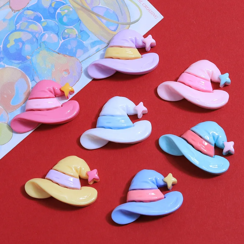 

100pcs Kawaii Witch Cap Flatback Resin Cabochon Scrapbooking For Phone Decor DIY Embellishments Hair Bows Center Crafts