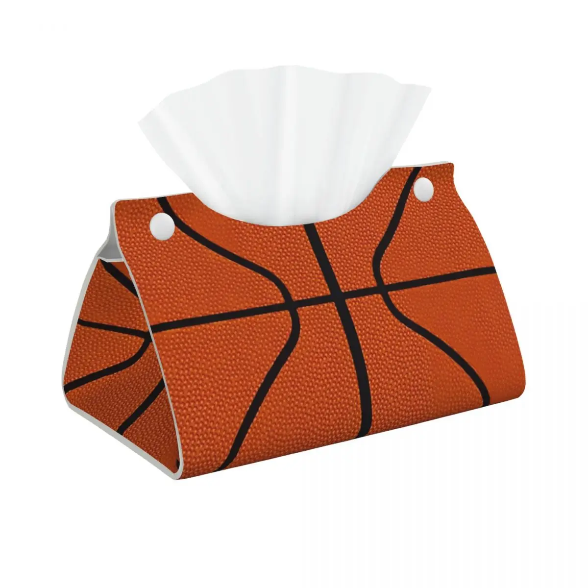 Custom Basketball Dots Round Facial Tissue Box Cover Rectangular Physical culture PU Leather Tissue Box Holder for Car Bathroom