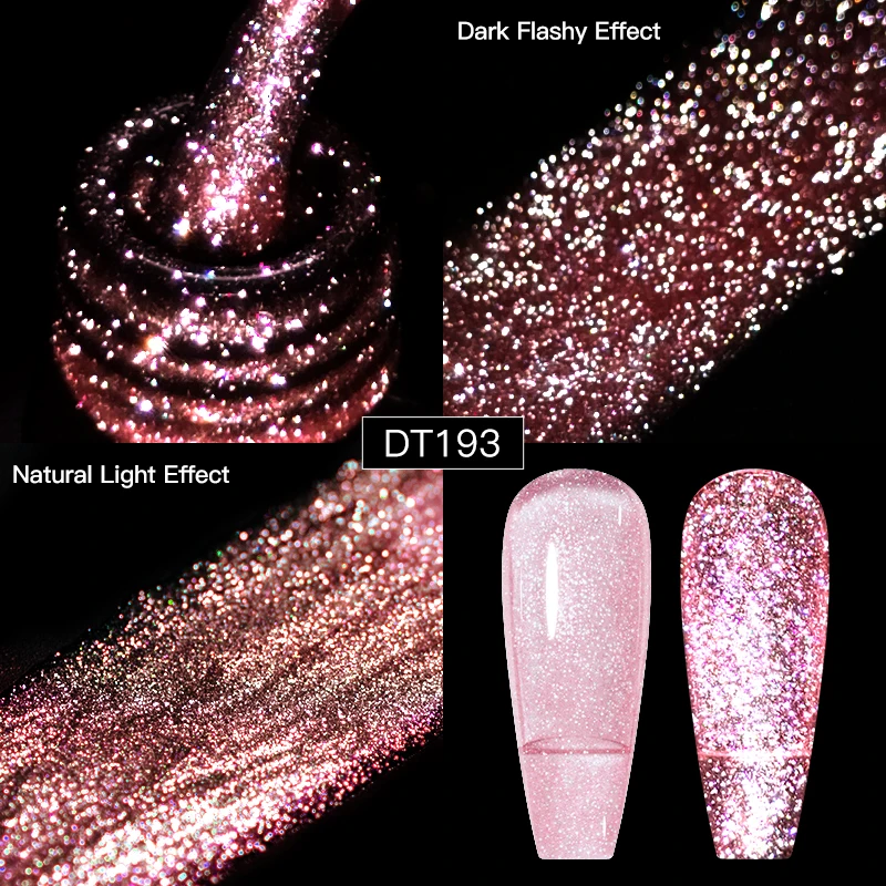 MEET ACROSS 7ml Reflective Glitter Gel Nail Polish Summer Candy Color Soak Off Semi Permanent Nail Art UV LED Varinish For Nails