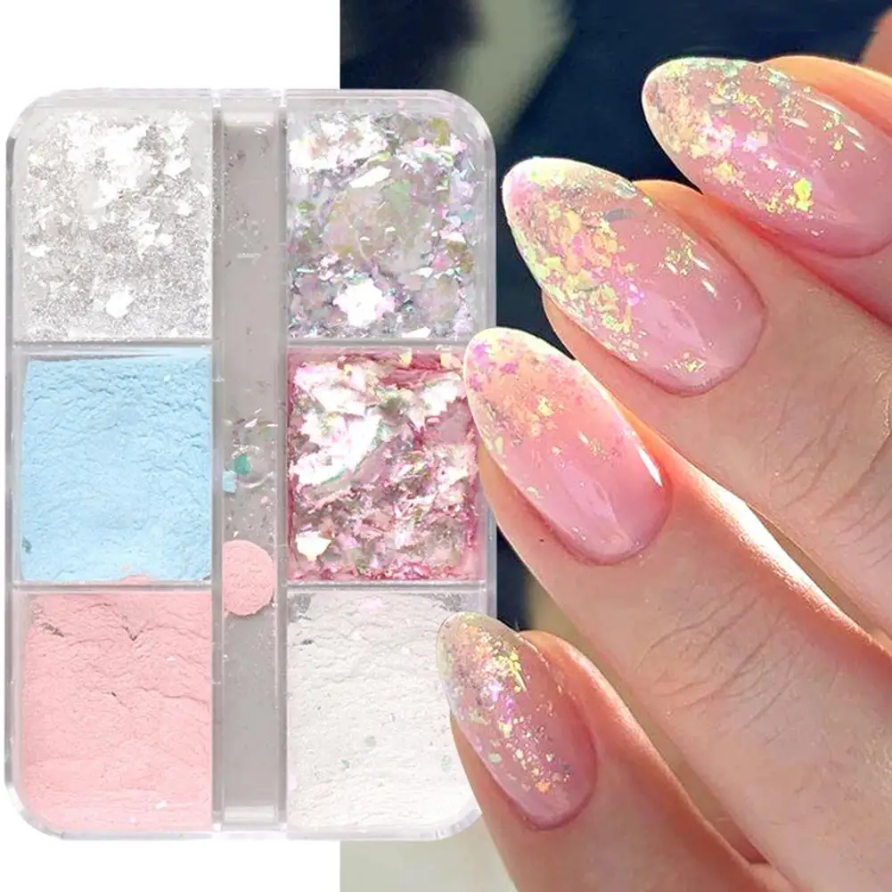 

Moonlight Mirror Nails Powder Effect Pigments Gel Polish Glitter Dec Laser Pearl Manicure Aurora Dust Shiny Nail Y8X0
