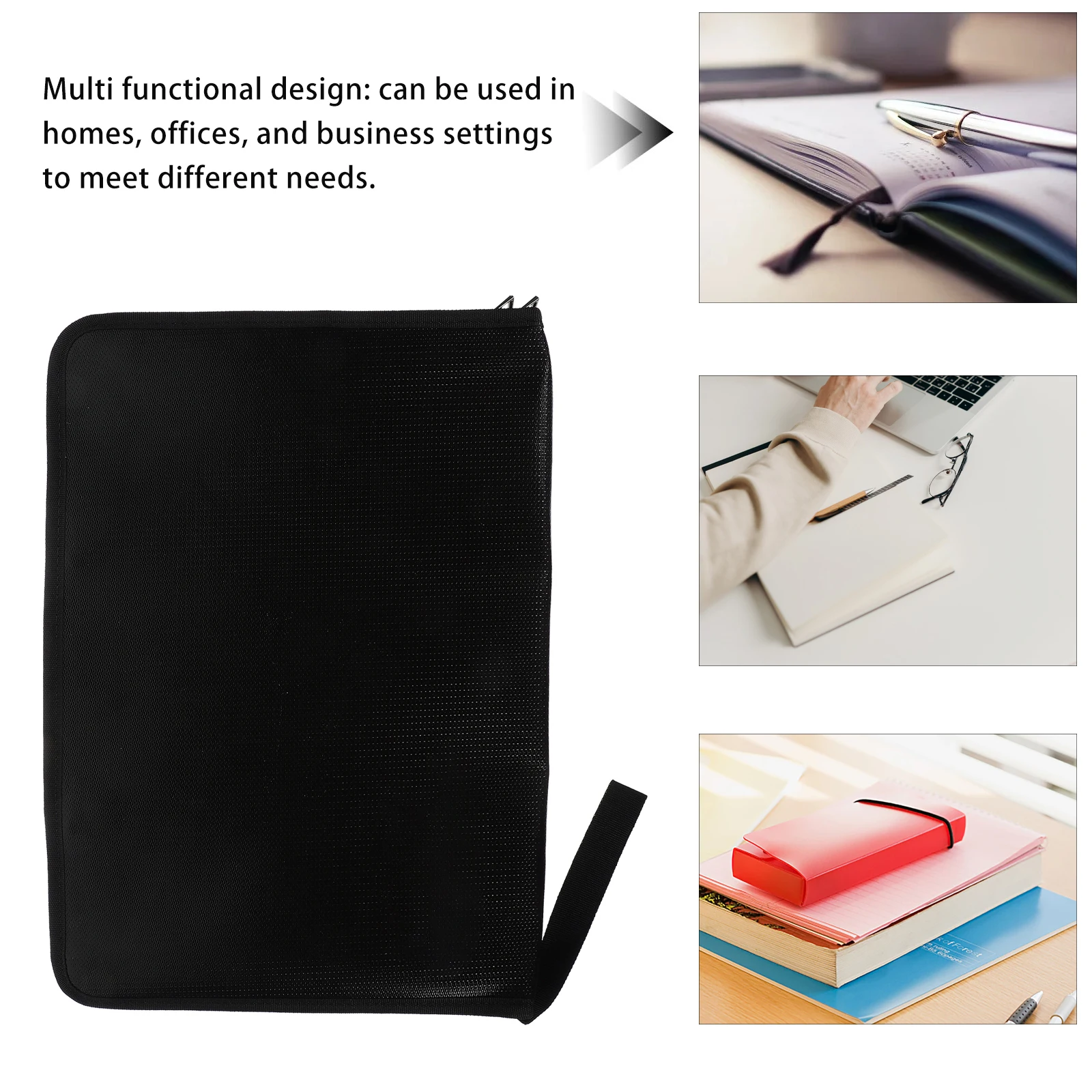 

1pc Fireproof File Bag Portable Document Organizer Binder Waterproof Zipper Certificate Case Folder For Office Bills