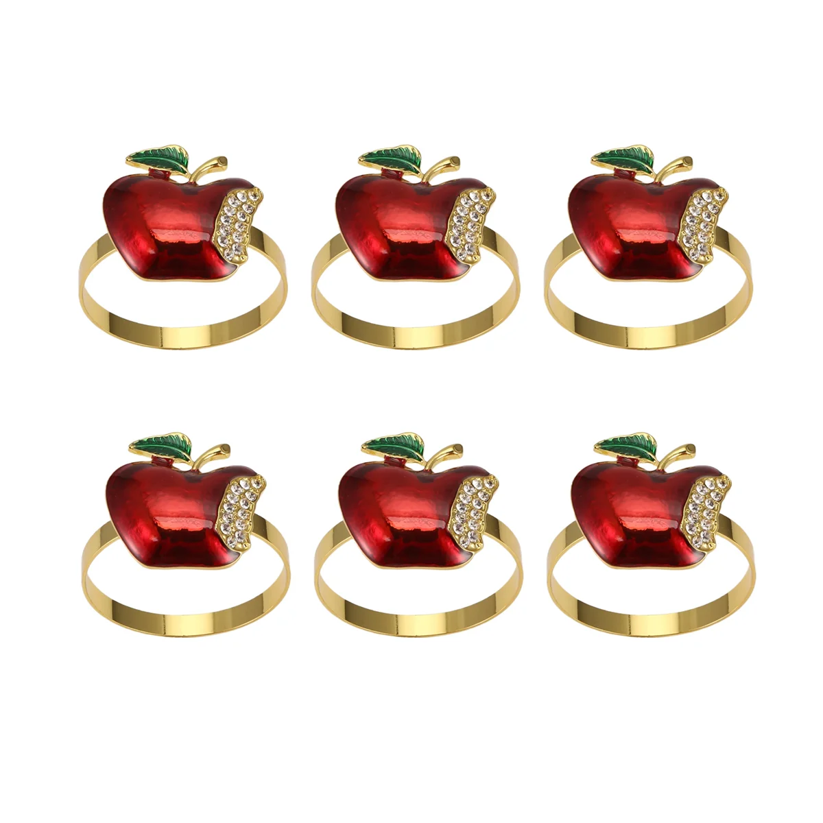 Qualitative Napkin Rings Set of 6, Red Apple Napkin Ring for Wedding, Dinner Party, Banquet, Serviette for Christmas, Birthday