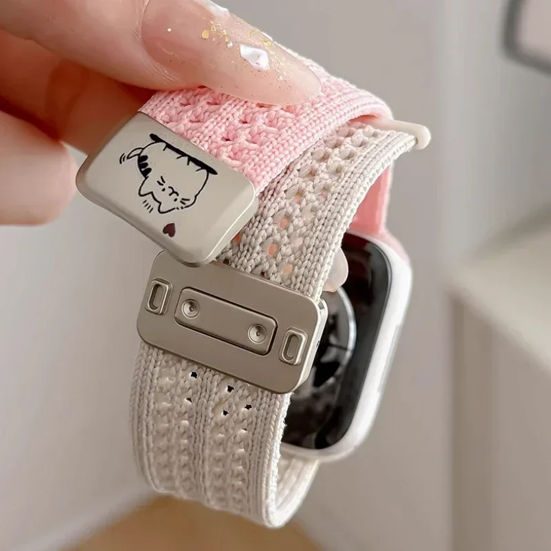 Braided Band For Apple Watch Strap 44mm 40mm 45mm 46mm 49mm 41mm 38 Magnetic Nylon Bracelet iWatch series se 7 6 8 9 10 Ultra 2 image 2