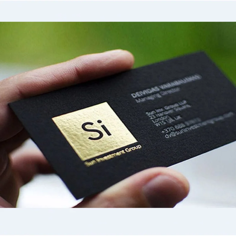 

custom logo design 100pcs a lot high quality embossed & gold /silver hot foil stamp black business name cards