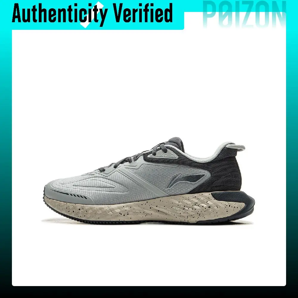 Li Ning Cloud Shield Slip Resistant Abrasion Resistant Low top Running Shoes Men's Gray Black ARSU057-3