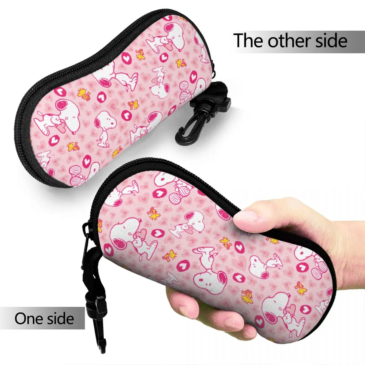 Snoopy & Woodstock Pink Hearts Pattern Glasses Case Fashion Accessories Glasses Storage Box Office Eyeglasses Box