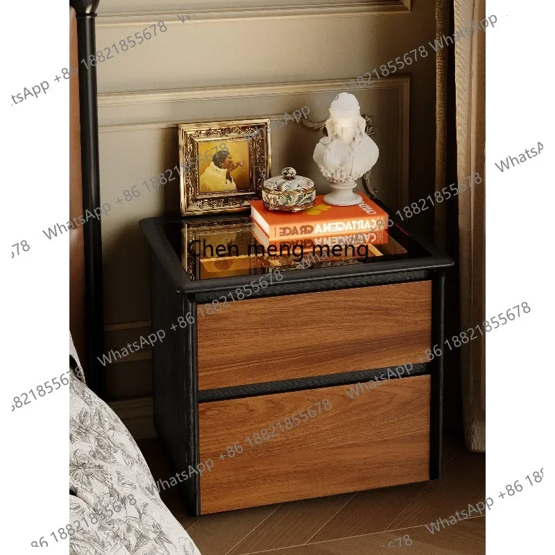 M183 Medieval bedside table All solid wood retro home new with lamp locker Bedside table