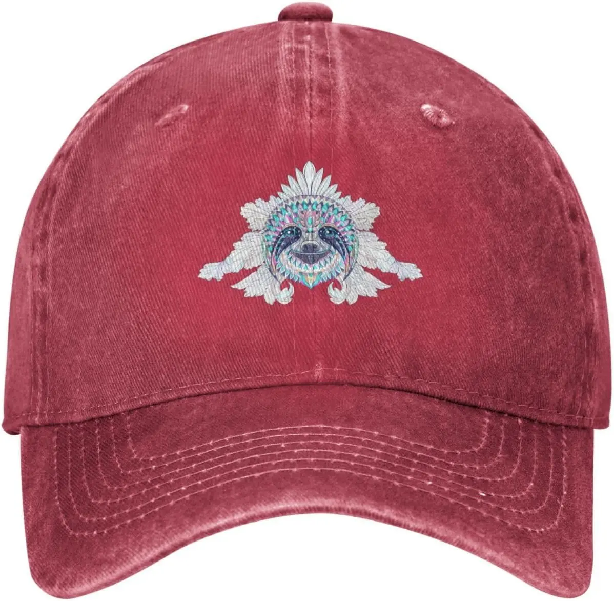 Mandala Sloth Face Baseball Cap Vintage Washed Cotton Adjustable Dad Hat Casual